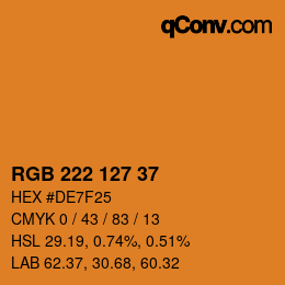 Color code: RGB 222 127 37 | qconv.com