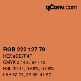 カラーコード: RGB 222 127 79 | qconv.com