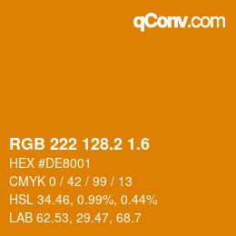 カラーコード: RGB 222 128.2 1.6 | qconv.com