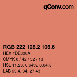 カラーコード: RGB 222 128.2 106.6 | qconv.com