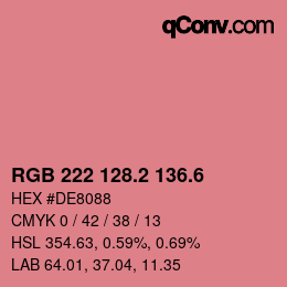 カラーコード: RGB 222 128.2 136.6 | qconv.com