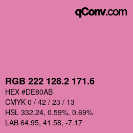 カラーコード: RGB 222 128.2 171.6 | qconv.com