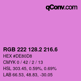カラーコード: RGB 222 128.2 216.6 | qconv.com