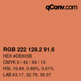 カラーコード: RGB 222 128.2 91.6 | qconv.com