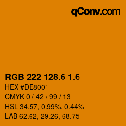 カラーコード: RGB 222 128.6 1.6 | qconv.com