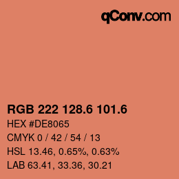 カラーコード: RGB 222 128.6 101.6 | qconv.com