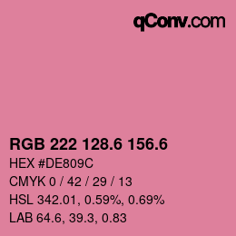 カラーコード: RGB 222 128.6 156.6 | qconv.com
