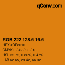 カラーコード: RGB 222 128.6 16.6 | qconv.com