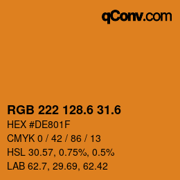 カラーコード: RGB 222 128.6 31.6 | qconv.com