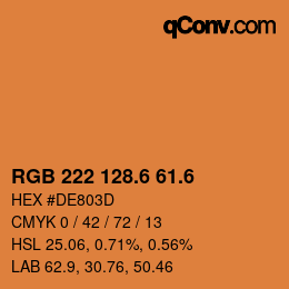 カラーコード: RGB 222 128.6 61.6 | qconv.com
