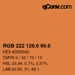 カラーコード: RGB 222 128.6 66.6 | qconv.com