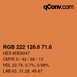 カラーコード: RGB 222 128.6 71.6 | qconv.com