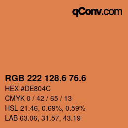 カラーコード: RGB 222 128.6 76.6 | qconv.com