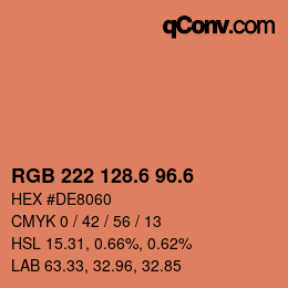 カラーコード: RGB 222 128.6 96.6 | qconv.com