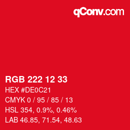 Color code: RGB 222 12 33 | qconv.com