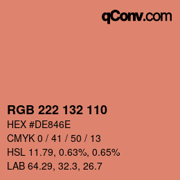 カラーコード: RGB 222 132 110 | qconv.com
