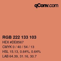Color code: RGB 222 133 103 | qconv.com