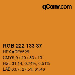 Color code: RGB 222 133 37 | qconv.com
