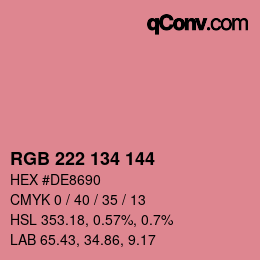 Color code: RGB 222 134 144 | qconv.com