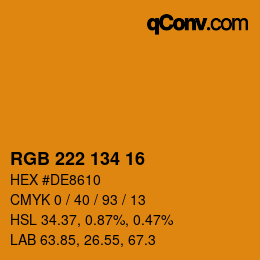 Color code: RGB 222 134 16 | qconv.com