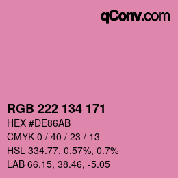 Color code: RGB 222 134 171 | qconv.com