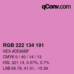 Color code: RGB 222 134 191 | qconv.com