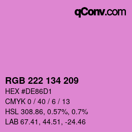 Color code: RGB 222 134 209 | qconv.com