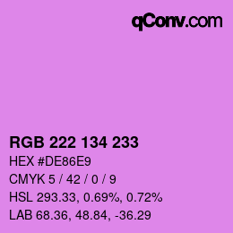 Color code: RGB 222 134 233 | qconv.com