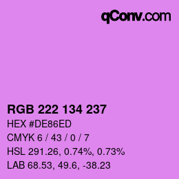 Color code: RGB 222 134 237 | qconv.com