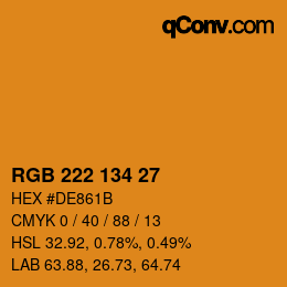 Color code: RGB 222 134 27 | qconv.com