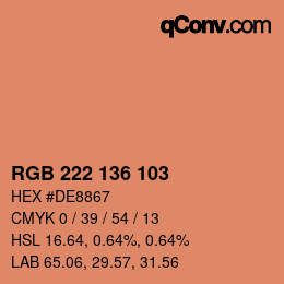 カラーコード: RGB 222 136 103 | qconv.com