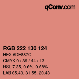 Color code: RGB 222 136 124 | qconv.com