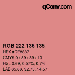カラーコード: RGB 222 136 135 | qconv.com