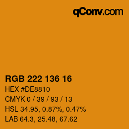 Color code: RGB 222 136 16 | qconv.com