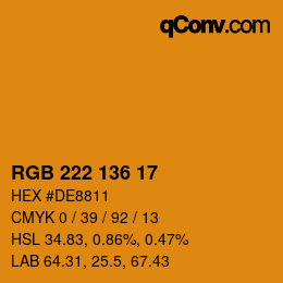 Color code: RGB 222 136 17 | qconv.com