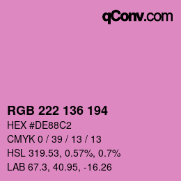 Color code: RGB 222 136 194 | qconv.com