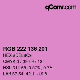 Color code: RGB 222 136 201 | qconv.com