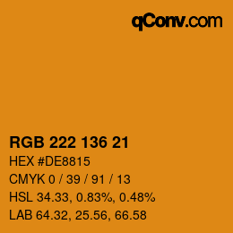 Color code: RGB 222 136 21 | qconv.com