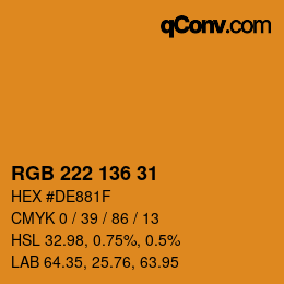 Color code: RGB 222 136 31 | qconv.com