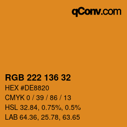 Color code: RGB 222 136 32 | qconv.com