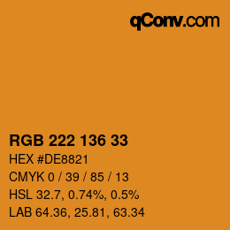 Color code: RGB 222 136 33 | qconv.com