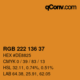 Color code: RGB 222 136 37 | qconv.com