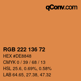 Color code: RGB 222 136 72 | qconv.com