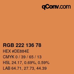 Color code: RGB 222 136 78 | qconv.com