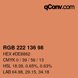 Color code: RGB 222 136 98 | qconv.com