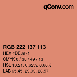 Color code: RGB 222 137 113 | qconv.com