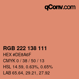 Color code: RGB 222 138 111 | qconv.com