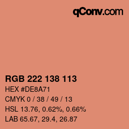 Color code: RGB 222 138 113 | qconv.com
