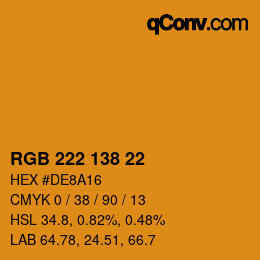 Farbcode: RGB 222 138 22 | qconv.com