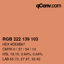 カラーコード: RGB 222 139 103 | qconv.com